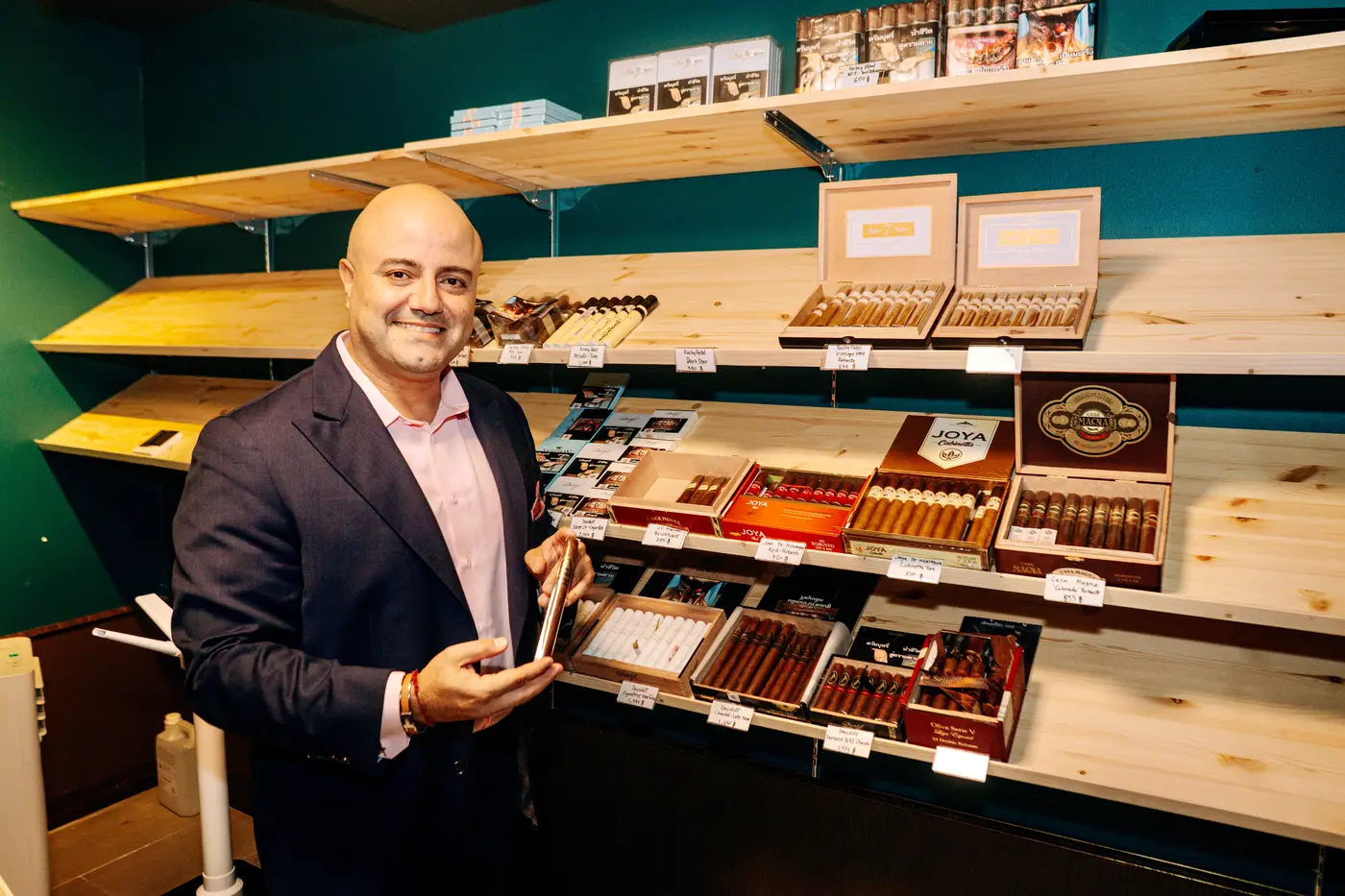 Amir Nadimi in the CNX Cigars humidor